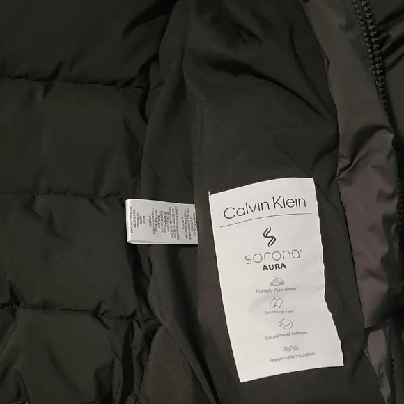 NWOT Calvin Klein Black Quilted Puffer Coat with Fur Trim Hood And Collar Size S - Picture 9 of 9